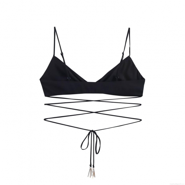 Women's Sexy Triangle Cup Bikini Set With Metal Pendant Halter Wrap Around Straps Solid Color Beachwear Bra And Low Waist Panties Swimwear Party Wear