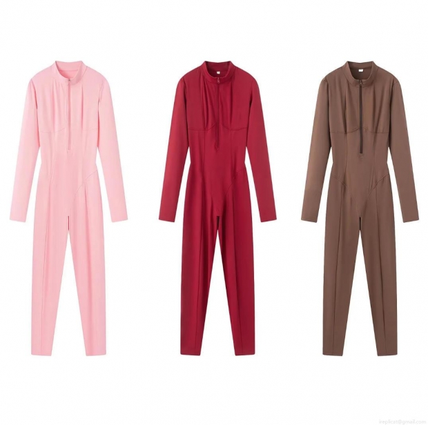 Women's Long Sleeve Jumpsuits Zip Up Mock Neck Bodycon One Piece Sporty Rompers High Elastic Slim Fit Spandex Bodysuit Outfits For Women