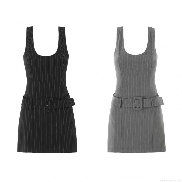 Women's Striped Sleeveless Romper V-Neck Short Jumpsuit With Belt Summer Casual Streetwear One-Piece Outfit Polyester Blend Gray Pinstripe Romper For Ladies