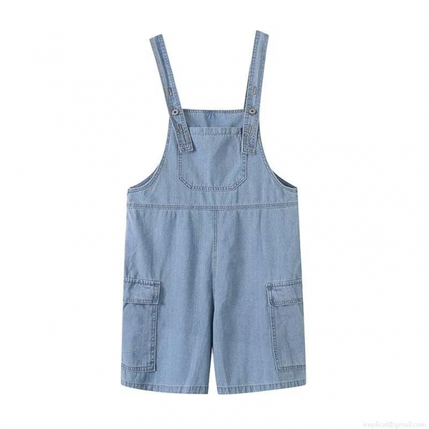 Women Loose Casual Denim Overalls Short Jumpsuit Cotton Sleeveless Cargo Streetwear Light Blue Jean Playsuit With Adjustable Straps And Pockets