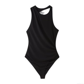 Women's Sexy Long Sleeve Bodysuit Polyester Alloy Rhinestone Bowknot Decor Hollow Out Leotard Slim Fit Fashion Party Jumpsuit Tops