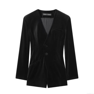 Women Velvet Blazer Jumpsuit V Neck Long Sleeve Slim Fit Short Romper Elegant Solid Color Button Down Autumn Winter One Piece Outfit