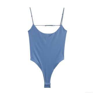Women Sexy Slim Fit Stretch Strap Bodysuit U-Neck Backless High Cut Thong Jumpsuit Solid Color Polyester Cotton Blend Clubwear Party Summer Top