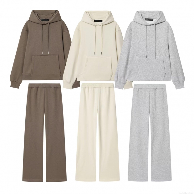 Women 2 Piece Fleece Lined Lounge Set Hooded Hoodie And Wide Leg Sweatpants Solid Color Autumn Winter Casual Streetwear Outfits With Pockets