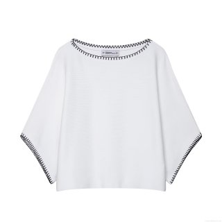Women's Contrast Stitching Knitted 2 Piece Set White Knitted Short Sleeve Top And Mini Skirt Casual Streetwear Knitwear Outfit For Women