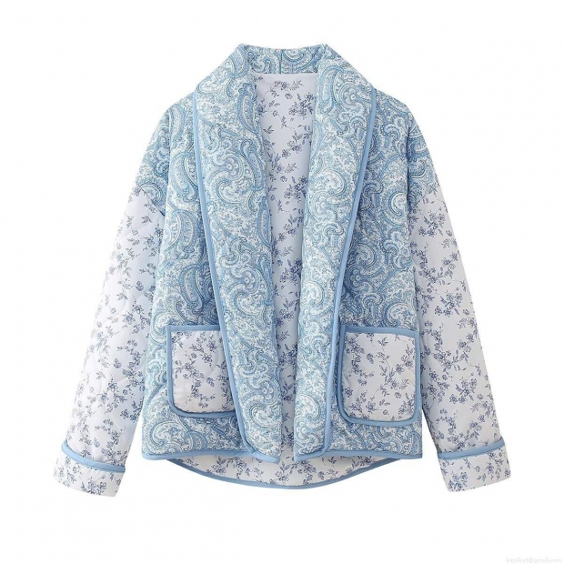 Women's Quilted Jacket Polyester Paisley Floral Print Padded Coat Lapel Long Sleeve Loose Outerwear For Autumn Winter Casual Sweet Style