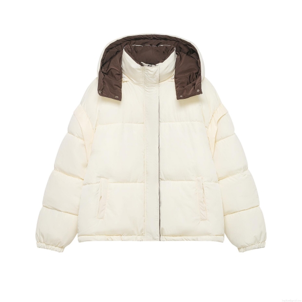 Women's Winter Oversized Puffer Jacket With Detachable Hood Contrast Color Lining Warm Cotton Padded Quilted Coat Fashion Streetwear Outerwear For Women