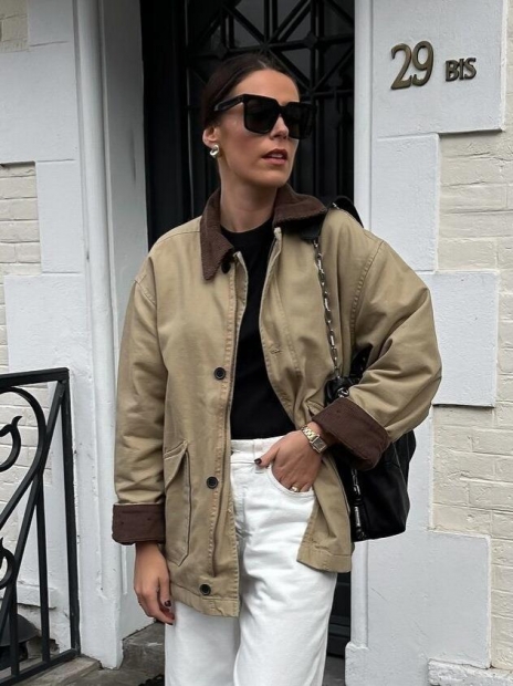 Women's Fashion Corduroy Patchwork Lapel Padded Jacket Workwear Style Multi-Pocket Button Down Loose Warm Coat Outerwear for Autumn Winter