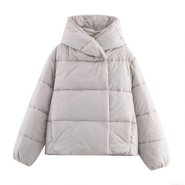 Women's Hooded Puffer Jacket Oversized Winter Warm Polyester Cotton Padded Coat Solid Color Loose Parka Outerwear for Cold Weather