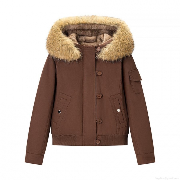 Women's Winter Warm Faux Fur Trimmed Hooded Cotton Padded Jacket Polyester Casual Solid Color Puffer Coat With Ribbed Cuffs And Hem