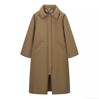 Women's Long Cotton-Padded Coat Loose Fit Turn-Down Collar Winter Warm Jacket With Polyester Fabric And Polyester Cotton Padding For Casual Outdoor Travel Ethnic Style Outerwear