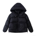 Women's Hooded Puffer Jacket Casual Short Winter Coat With Pockets Windproof Thick Cotton Filled Parka For Daily Outdoor Outerwear