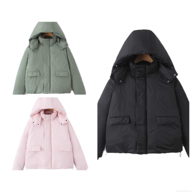 Women's Winter Oversized Padded Jacket Fashion Casual Detachable Hooded Cotton Coat Warm Windproof Short Parka Outerwear With Drawstring Hem