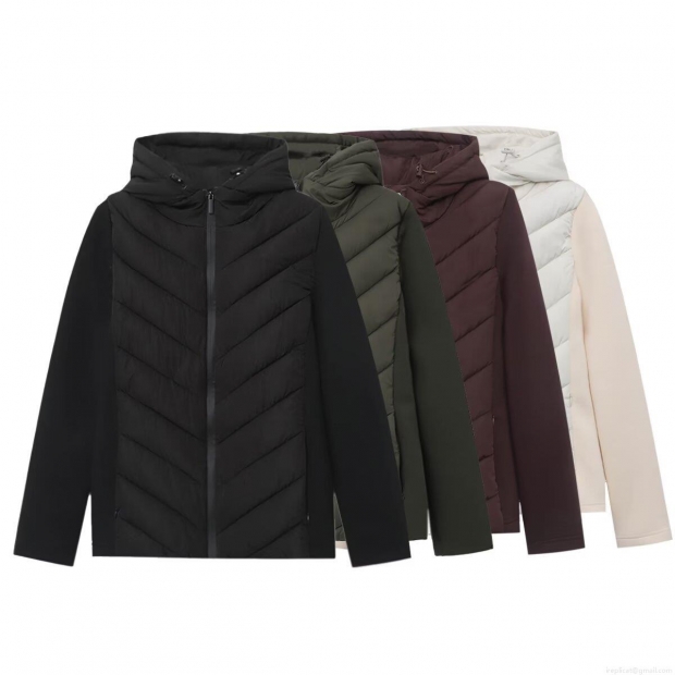 Women Winter Hooded Cotton Padded Jacket Warm Quilted Patchwork Long Sleeve Zip Up Coat European Streetwear Loose Outerwear For Ladies