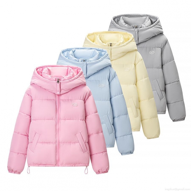 Women's Hooded Winter Puffer Jacket Sweet Macaron Color Loose Fit Padded Coat Warm Quilted Outerwear With Drawstring Hem Full Zip Parka For Daily Travel