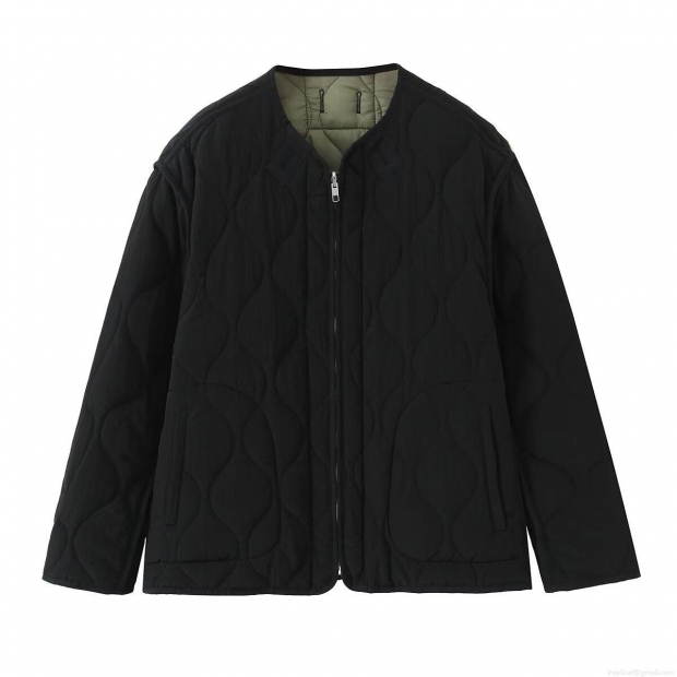 Women's Reversible Quilted Jacket Casual Round Neck Zipper Lightweight Puffer Coat Solid Color Onion Pattern Outerwear For Autumn Winter