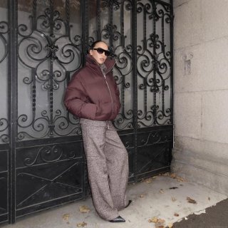 Women Stand Collar Puffer Jacket Oversized Quilted Cotton Padded Coat Short Casual Loose Winter Warm Outerwear For Ladies