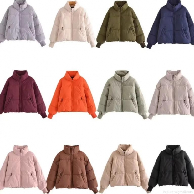 Women's Fashion Casual Quilted Puffer Jacket Stand Collar Zip Up Winter Warm Cotton Padded Bread Coat With Ribbed Cuffs Outerwear For Women