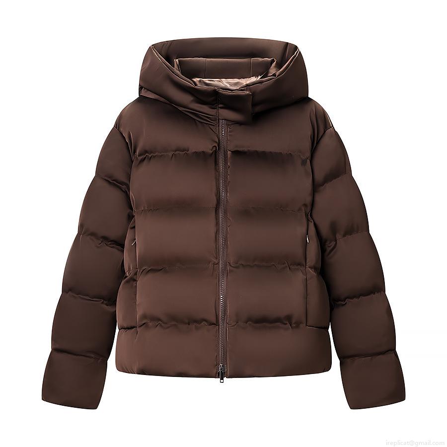 Women's Shiny Hooded Padded Jacket Fashion Loose Horizontal Quilted Winter Coat Warm Windproof Outwear Streetwear Casual Solid Color Polyester Brown
